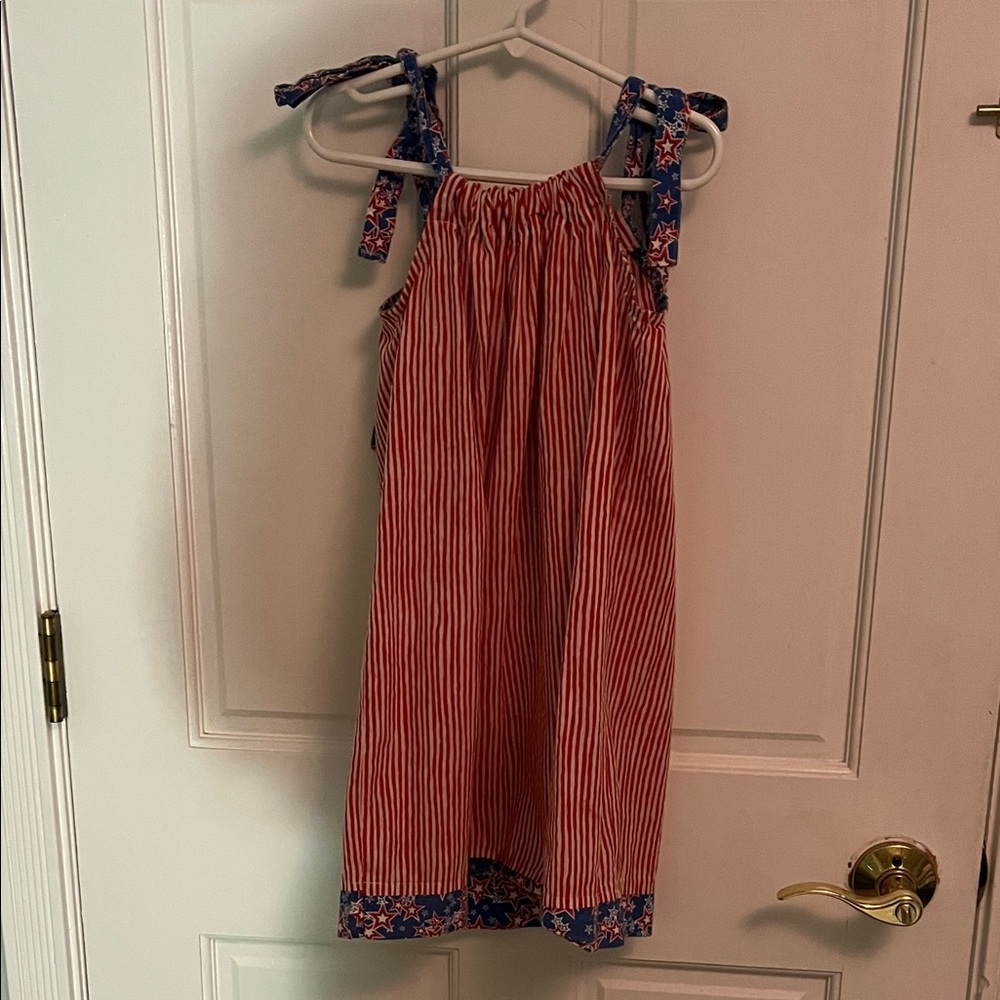 Red and Blue Striped Kids Casual Dress